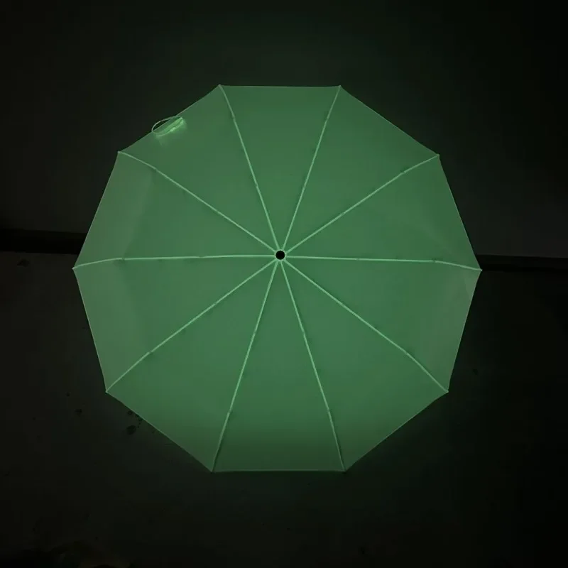 Fluorescent Luminous Fully Automatic Fold Umbrella Solid Color Minimalist Creativity Windproof Durable Sunny& Rainy Fluorescent Luminous Fully Automatic Fold Umbrella Solid Color Minimalist Creativity Windproof Durable Sunny& Rainy