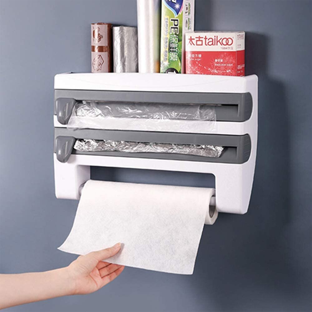 Foil and Plastic Wrap Dispenser with Cutter Foil and Plastic Wrap Dispenser with Cutter
