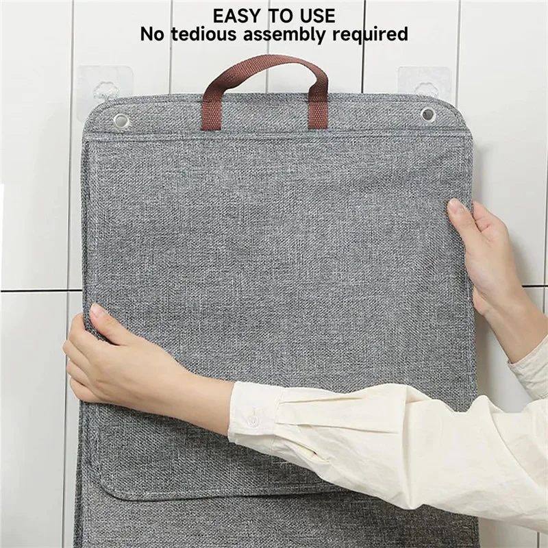Foldable Adhesive Laundry Basket Hamper Multifunctional Punch Free Wall Hanging Washing Clothes Mesh Hook Organizer