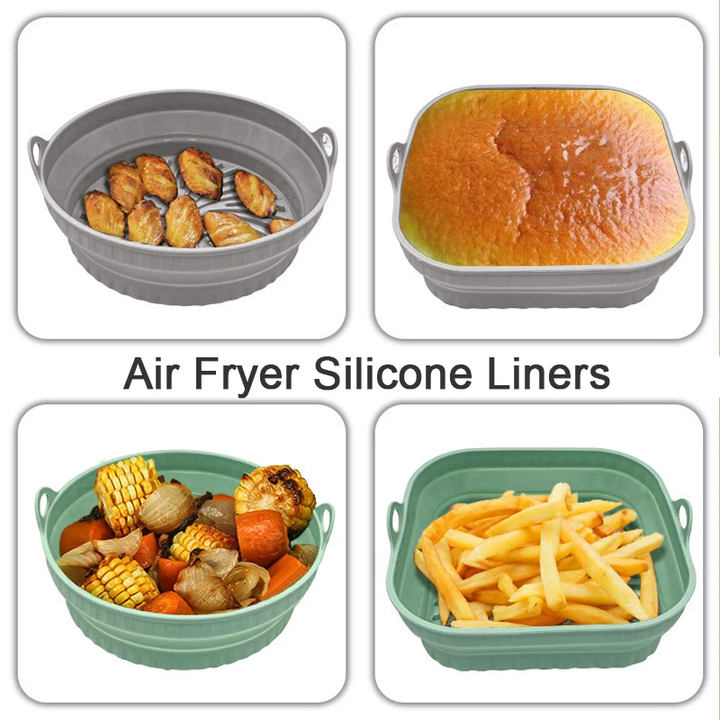 Foldable Air Fryer Silicone Liners Reusable Silicone Air Fryer Basket Food Safe Non Stick Air-Fryer Bakewa Kitchen Foldable Air Fryer Silicone Liners Reusable Silicone Air Fryer Basket Food Safe Non Stick Air-Fryer Bakewa Kitchen