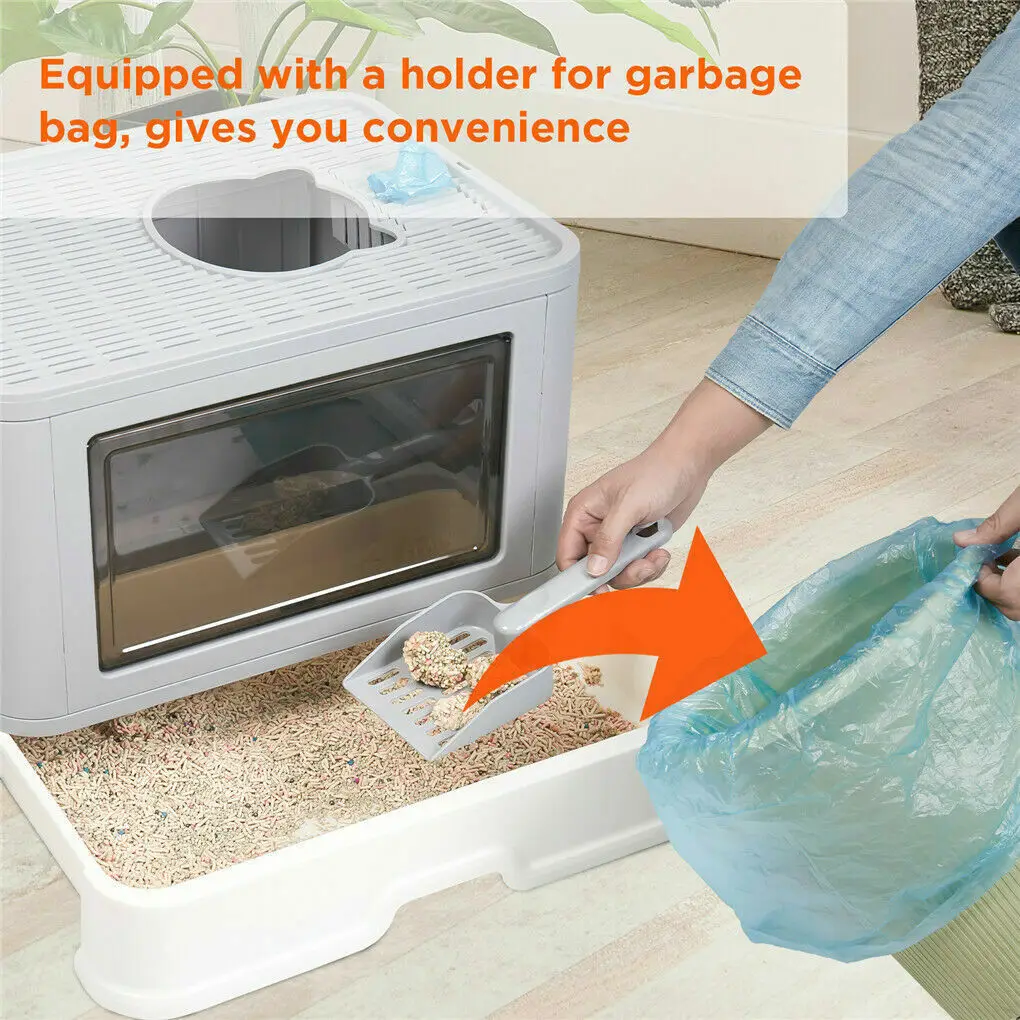 Foldable Cat Litter Box Front Entry and Top Exit Toilet Boxes with Massager Litter Scoop Enclosed Foldable Kitty Toilet Foldable Cat Litter Box Front Entry and Top Exit Toilet Boxes with Massager Litter Scoop Enclosed Foldable Kitty Toilet