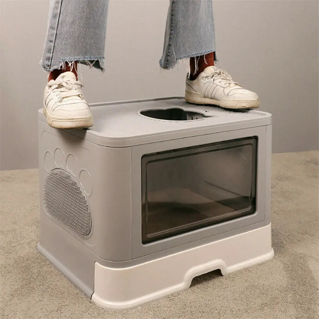 Foldable Cat Litter Box Front Entry and Top Exit Toilet Boxes with Massager Litter Scoop Enclosed Foldable Kitty Toilet Foldable Cat Litter Box Front Entry and Top Exit Toilet Boxes with Massager Litter Scoop Enclosed Foldable Kitty Toilet