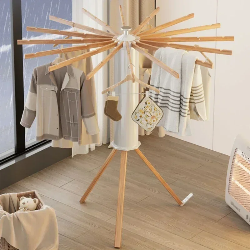 Foldable Clothes Drying Rack, Rotary Laundry Hanger, Clothes Drying Rack with 16 Poles, Installation-free Home Clothes