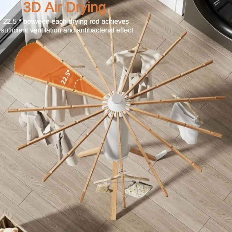 Foldable Clothes Drying Rack, Rotary Laundry Hanger, Clothes Drying Rack with 16 Poles, Installation-free Home Clothes Foldable Clothes Drying Rack, Rotary Laundry Hanger, Clothes Drying Rack with 16 Poles, Installation-free Home Clothes