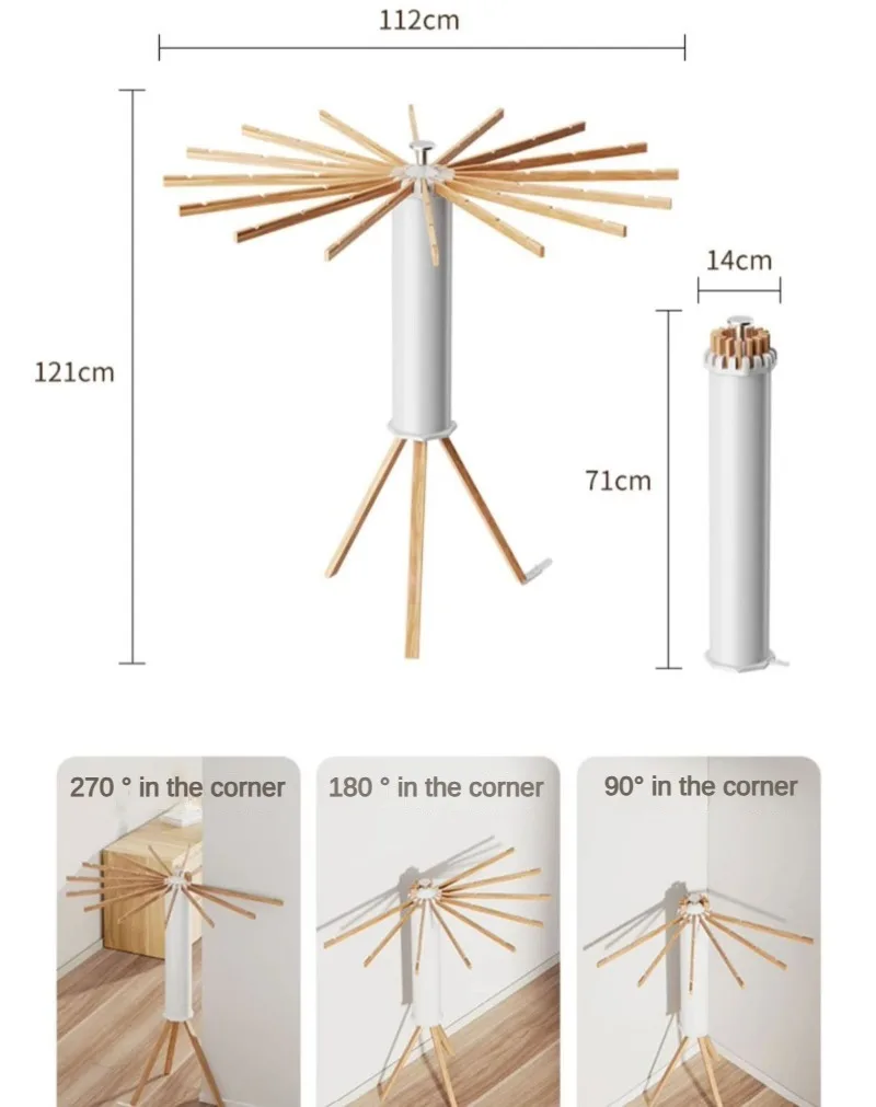 Foldable Clothes Drying Rack, Rotary Laundry Hanger, Clothes Drying Rack with 16 Poles, Installation-free Home Clothes Foldable Clothes Drying Rack, Rotary Laundry Hanger, Clothes Drying Rack with 16 Poles, Installation-free Home Clothes