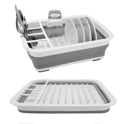 Foldable Dish Rack Kitchen Storage Water Leakage Plastic Tableware Bowl Dinnerware Drain Bowl Tray Home Drying Rack
