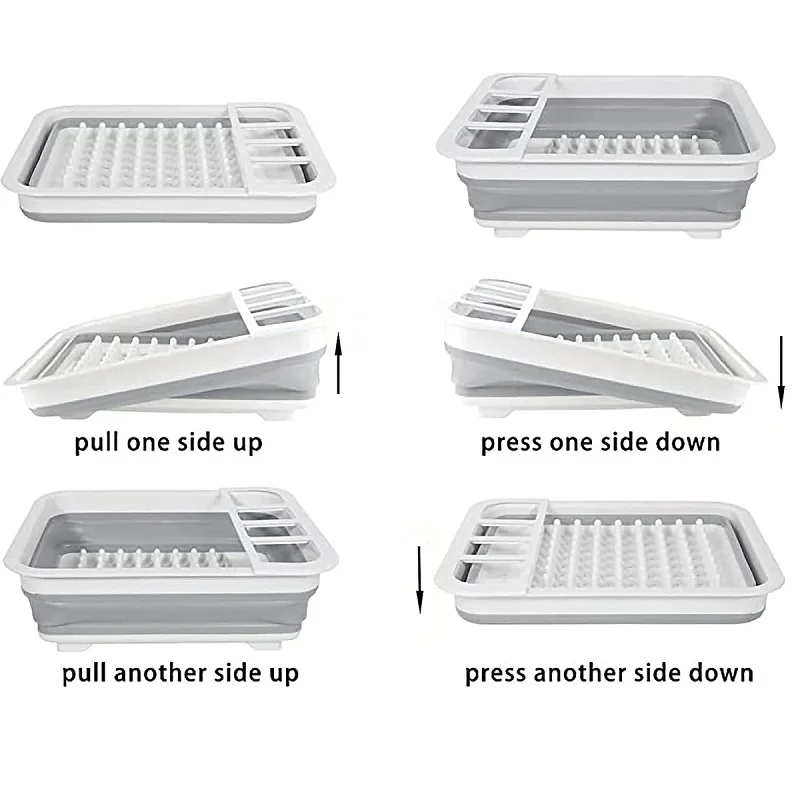 Foldable Dish Rack Kitchen Storage Water Leakage Plastic Tableware Bowl Dinnerware Drain Bowl Tray Home Drying Rack