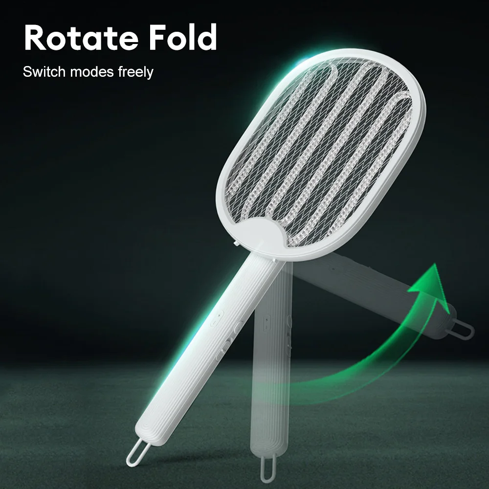 Foldable Electric Mosquito Killer Fly Swatter Trap USB Rechargeable Mosquito Racket Insect Killer with UV Light Bug