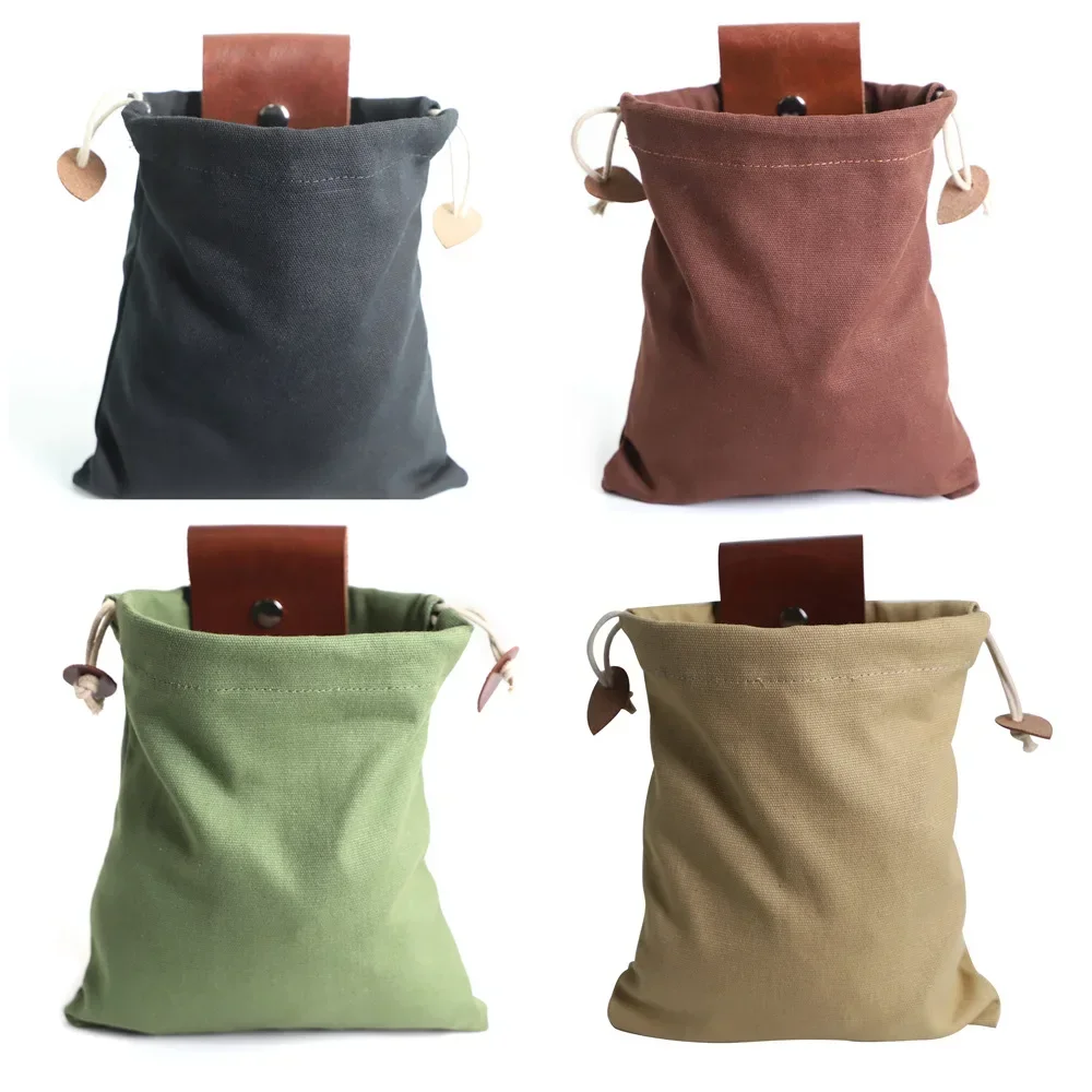 Foldable Leather and Canvas Foraging Pouch, Waist Hanging Bag for Mushroom Berry Picking, Camping Bushcraft Gear Foldable Leather and Canvas Foraging Pouch, Waist Hanging Bag for Mushroom Berry Picking, Camping Bushcraft Gear