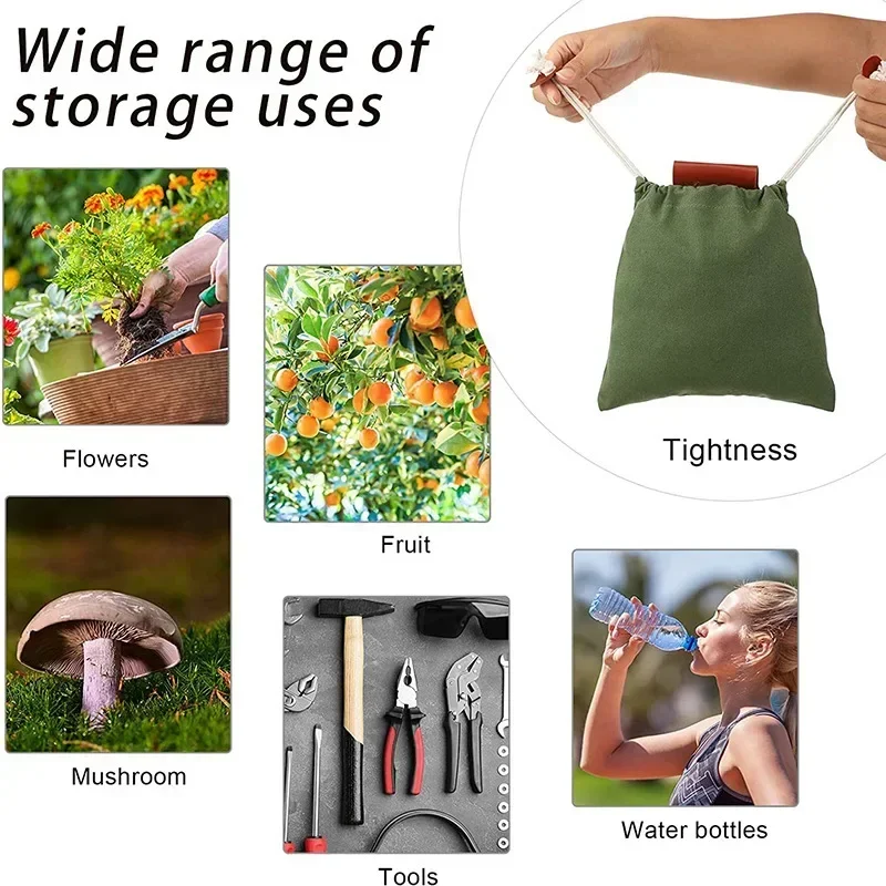 Foldable Leather and Canvas Foraging Pouch, Waist Hanging Bag for Mushroom Berry Picking, Camping Bushcraft Gear Foldable Leather and Canvas Foraging Pouch, Waist Hanging Bag for Mushroom Berry Picking, Camping Bushcraft Gear