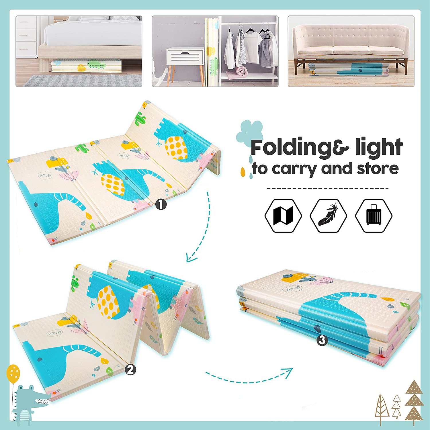 Foldable Play Mat Soft Crawling Pad Foldable Play Mat Soft Crawling Pad