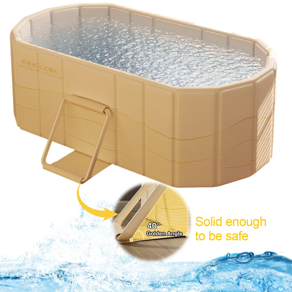 Foldable Portable Hot Tub with Dual Drainage Design for Home Gym Large Collapsible Ice Bath Tub for Relaxation