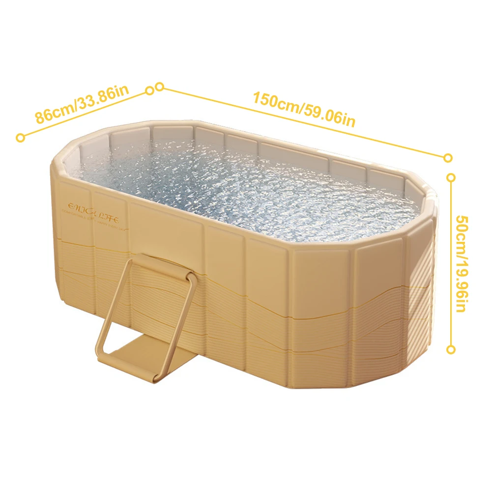 Foldable Portable Hot Tub with Dual Drainage Design for Home Gym Large Collapsible Ice Bath Tub for Relaxation