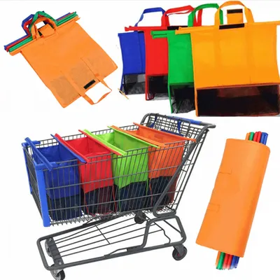 Foldable Shopping Cart Bags (Set of 4) Foldable Shopping Cart Bags (Set of 4)