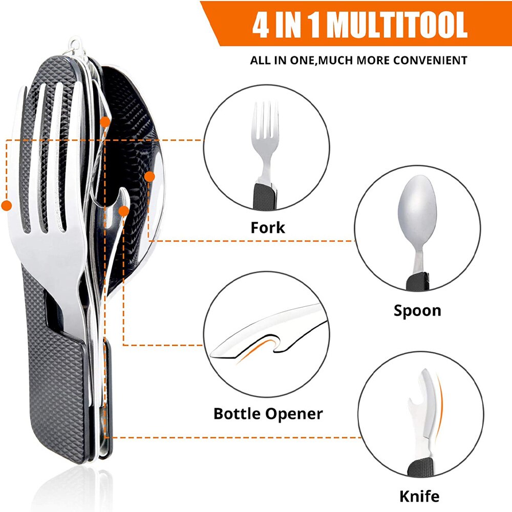 Foldable Tableware Knife Spoon Fork Camping Knife Fork Spoon Combination Tableware Outdoor Portable Multifunctional Foldable Tableware Knife Spoon Fork Camping Knife Fork Spoon Combination Tableware Outdoor Portable Multifunctional