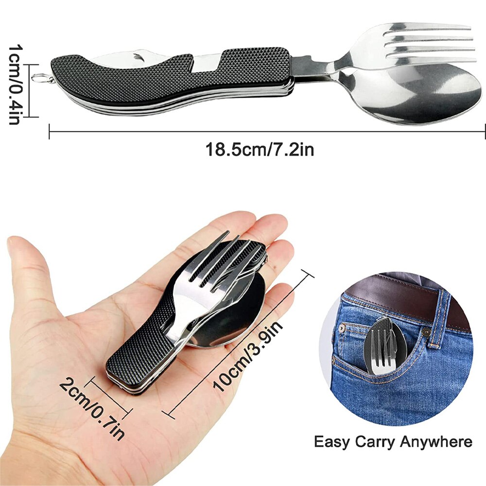 Foldable Tableware Knife Spoon Fork Camping Knife Fork Spoon Combination Tableware Outdoor Portable Multifunctional Foldable Tableware Knife Spoon Fork Camping Knife Fork Spoon Combination Tableware Outdoor Portable Multifunctional
