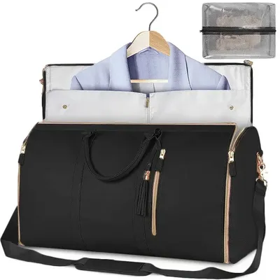 Foldable Travel Convenient Carry-on Clothing Bag Large Capacity PU Leather Duffel Bag Portable Business Travel Bag