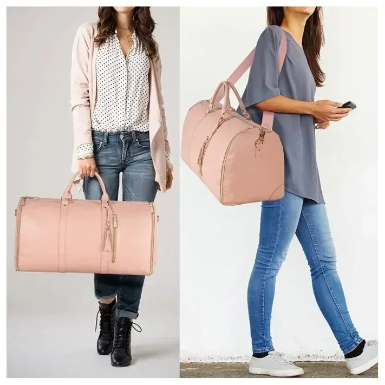 Foldable Travel Convenient Carry-on Clothing Bag Large Capacity PU Leather Duffel Bag Portable Business Travel Bag