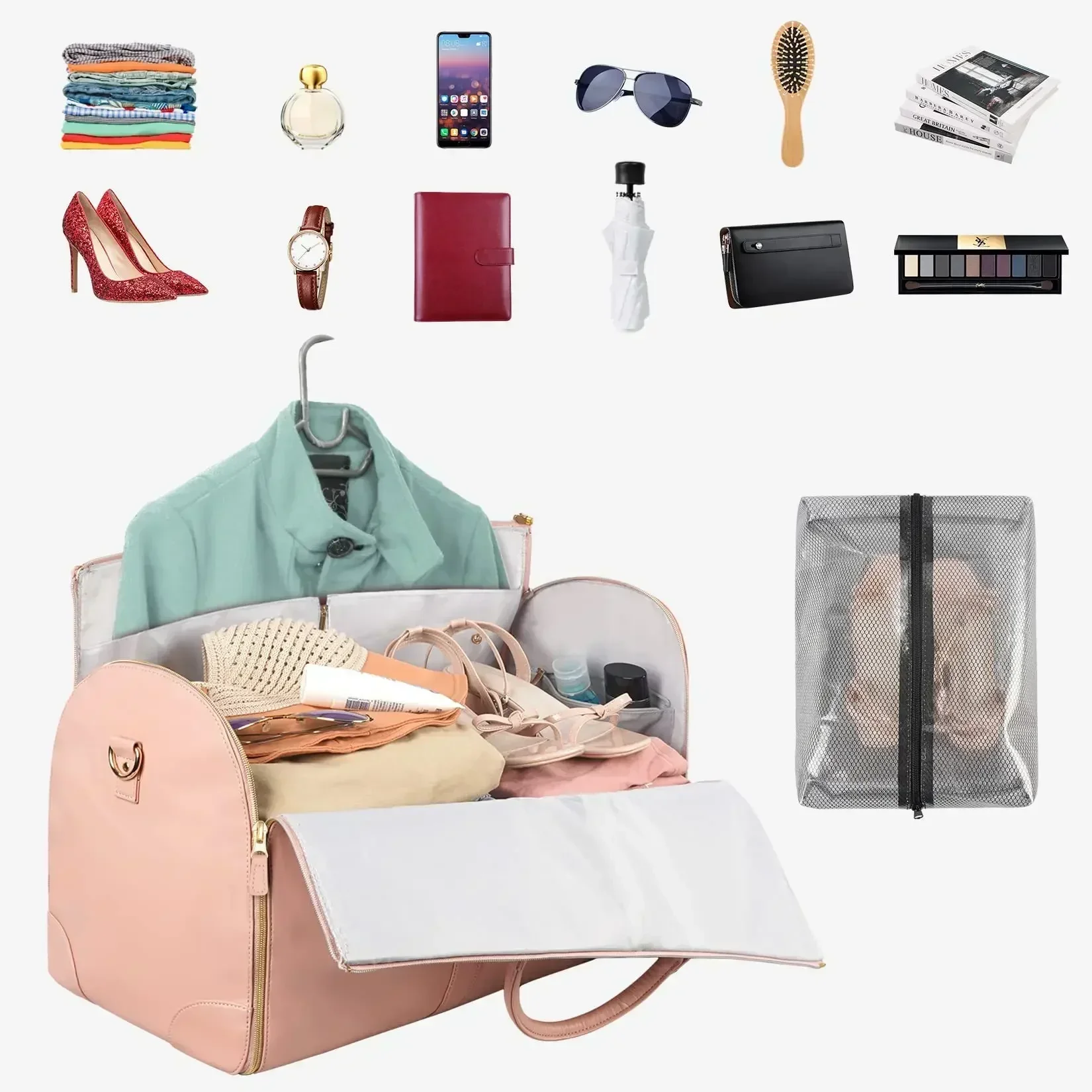 Foldable Travel Convenient Carry-on Clothing Bag Large Capacity PU Leather Duffel Bag Portable Business Travel Bag