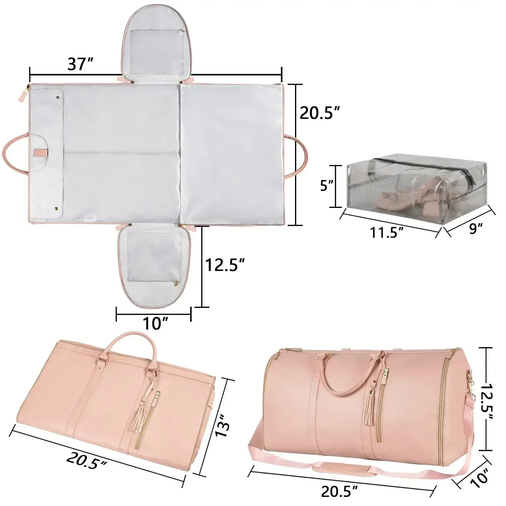 Foldable Travel Convenient Carry-on Clothing Bag Large Capacity PU Leather Duffel Bag Portable Business Travel Bag