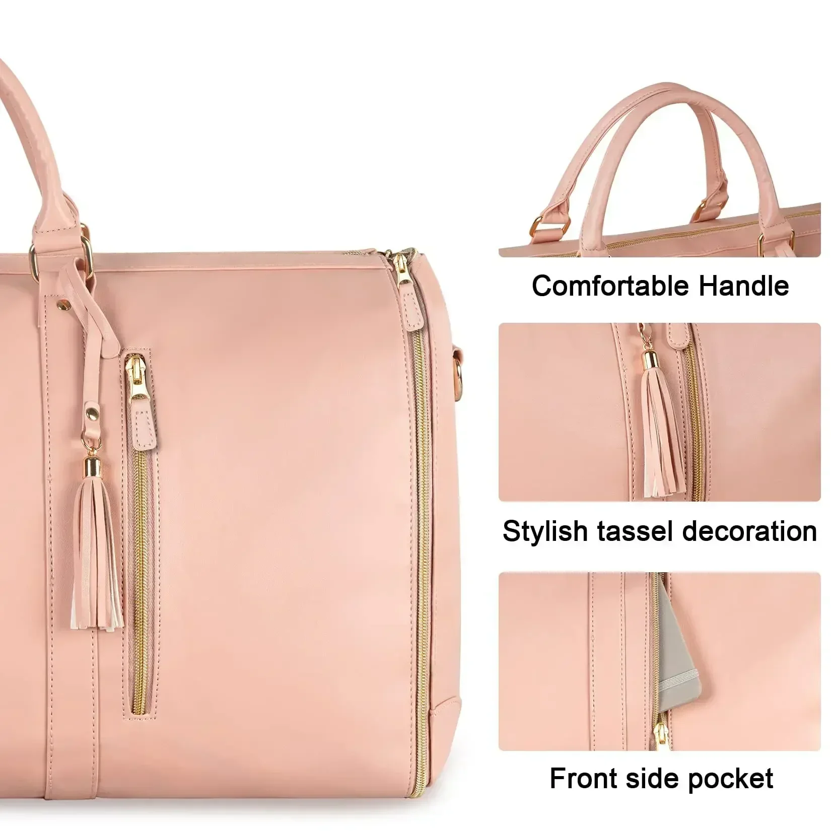 Foldable Travel Convenient Carry-on Clothing Bag Large Capacity PU Leather Duffel Bag Portable Business Travel Bag
