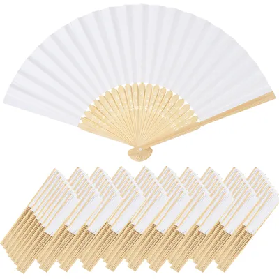 Foldable White Paper Fans (10pcs)