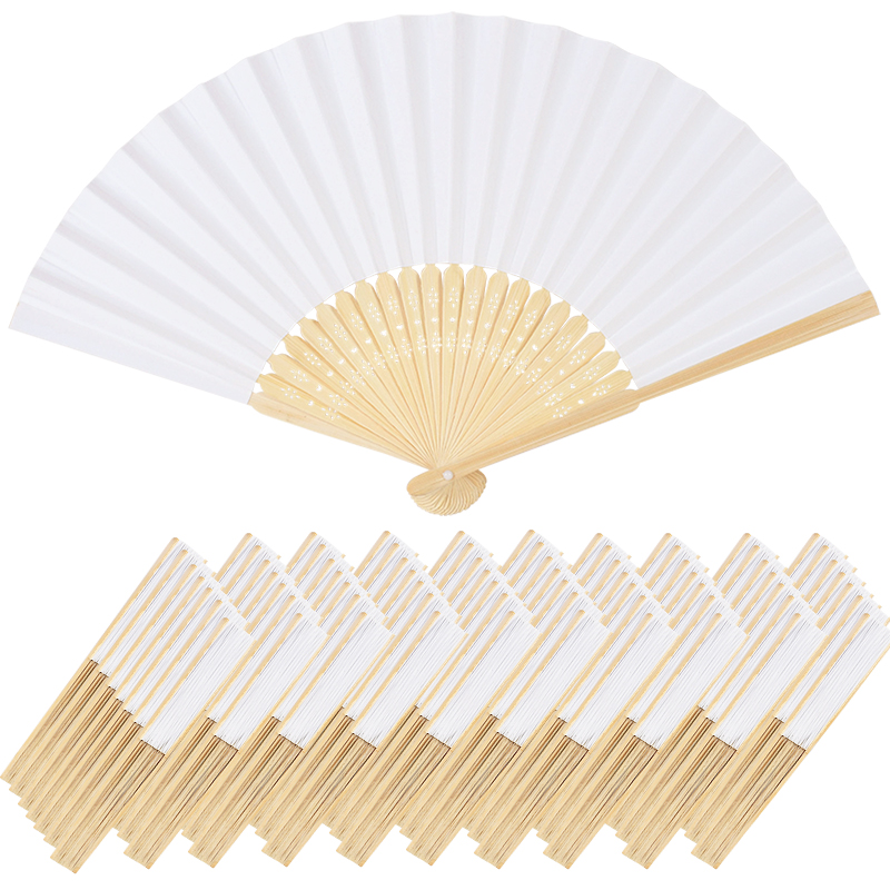 Foldable White Paper Fans (10pcs)