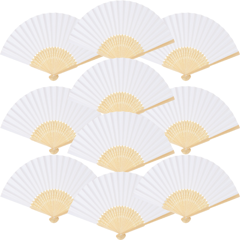 Foldable White Paper Fans (10pcs)