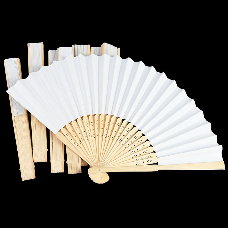 Foldable White Paper Fans (10pcs)