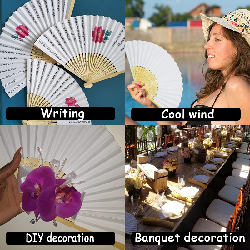 Foldable White Paper Fans (10pcs)