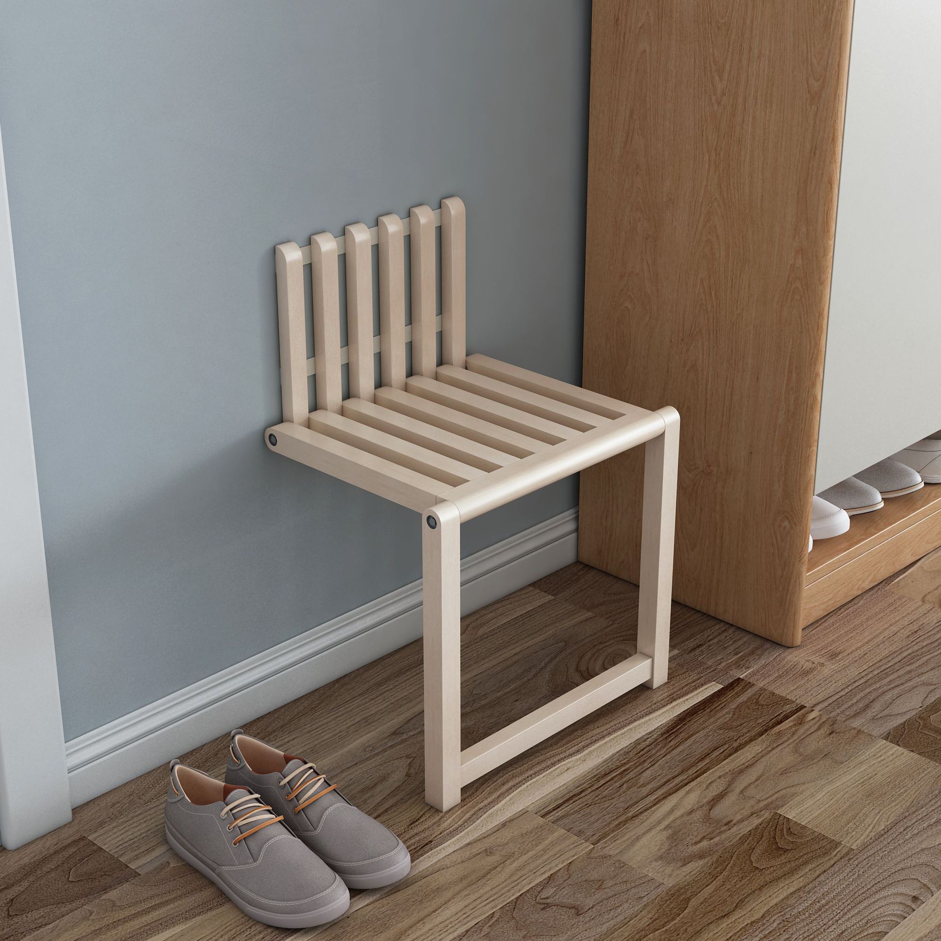 Foldable Wooden Wall Mounted Stool Foldable Wooden Wall Mounted Stool
