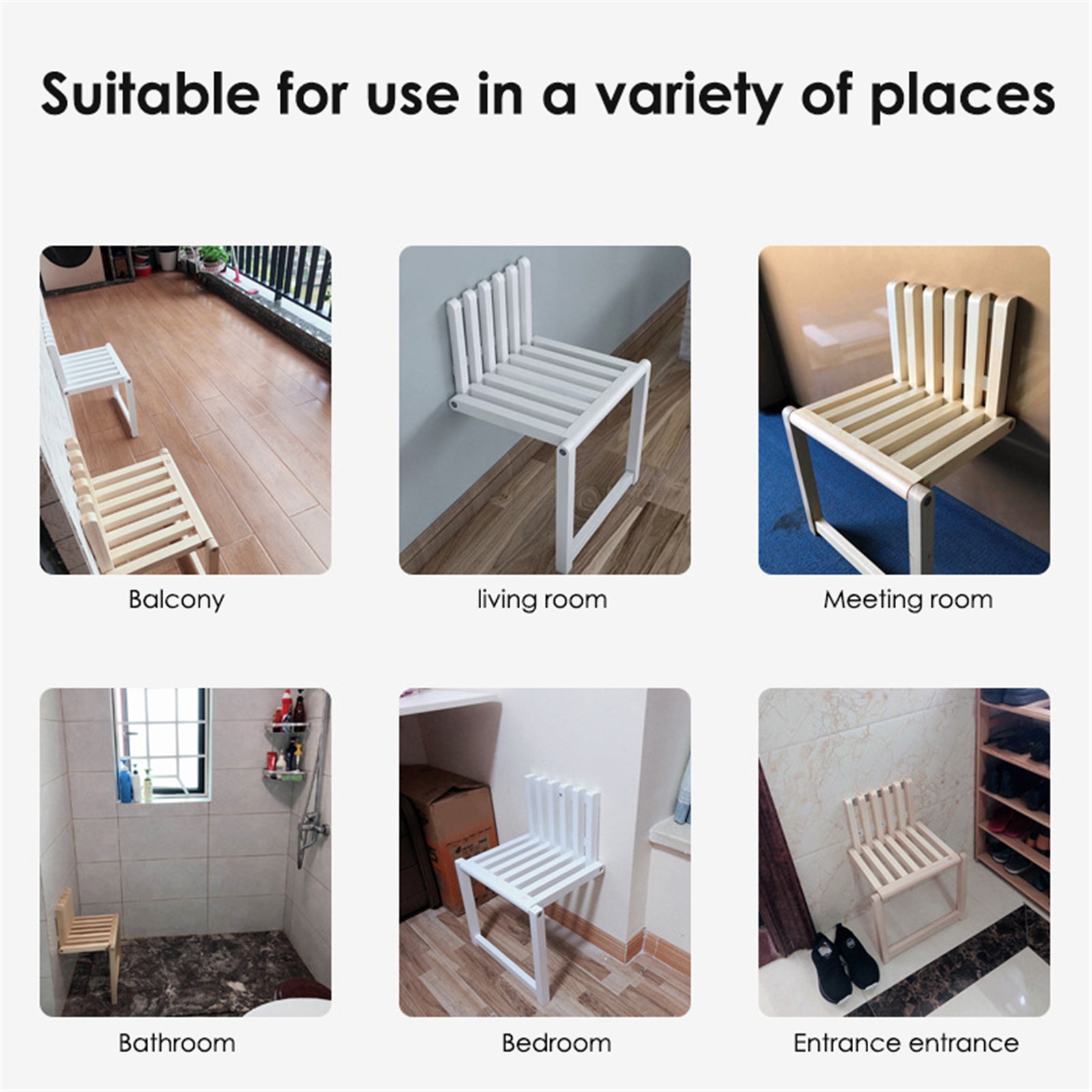 Foldable Wooden Wall Mounted Stool