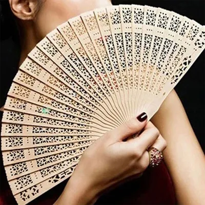 Folding Carved Wooden Hand Fan
