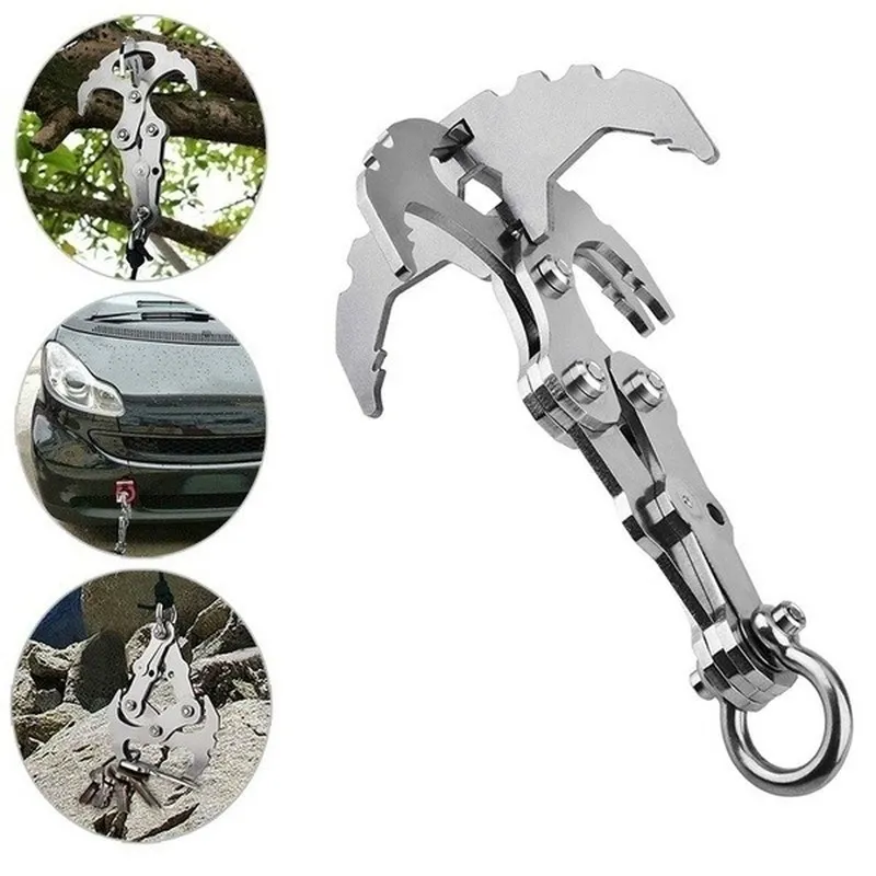Folding Gravity Grab Hook Outdoor Rock Climbing Rescue Claw Survival Mountaineering Hook Tool Multifunctional Stainless