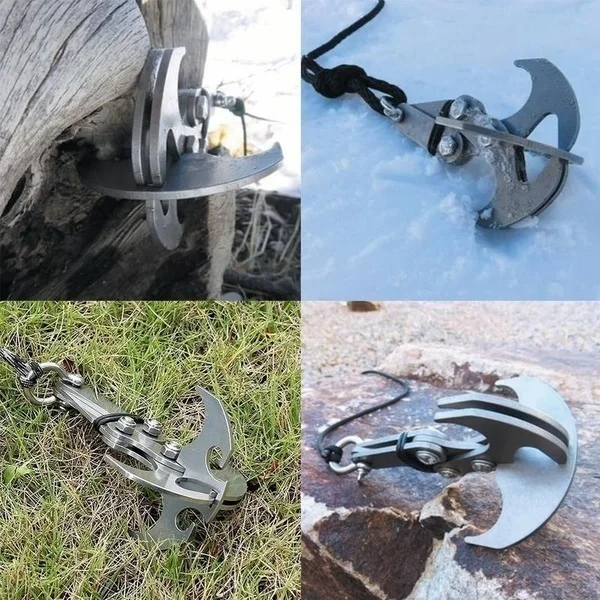 Folding Gravity Grab Hook Outdoor Rock Climbing Rescue Claw Survival Mountaineering Hook Tool Multifunctional Stainless