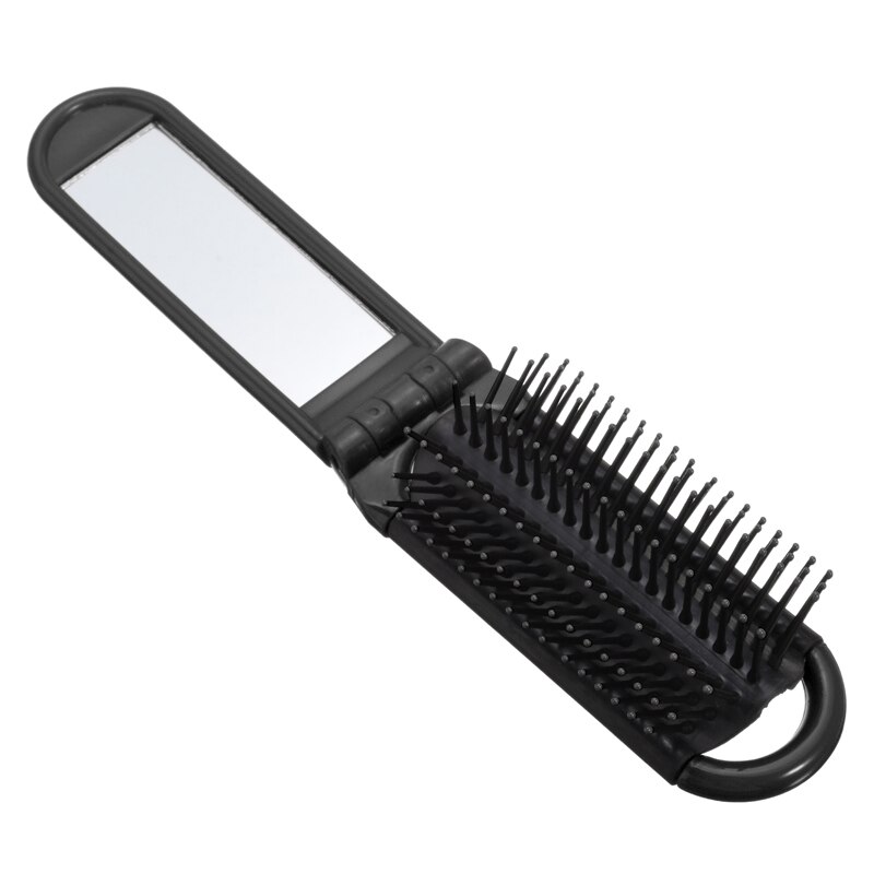 Folding Hair Brush Travel Comb with Mirror
