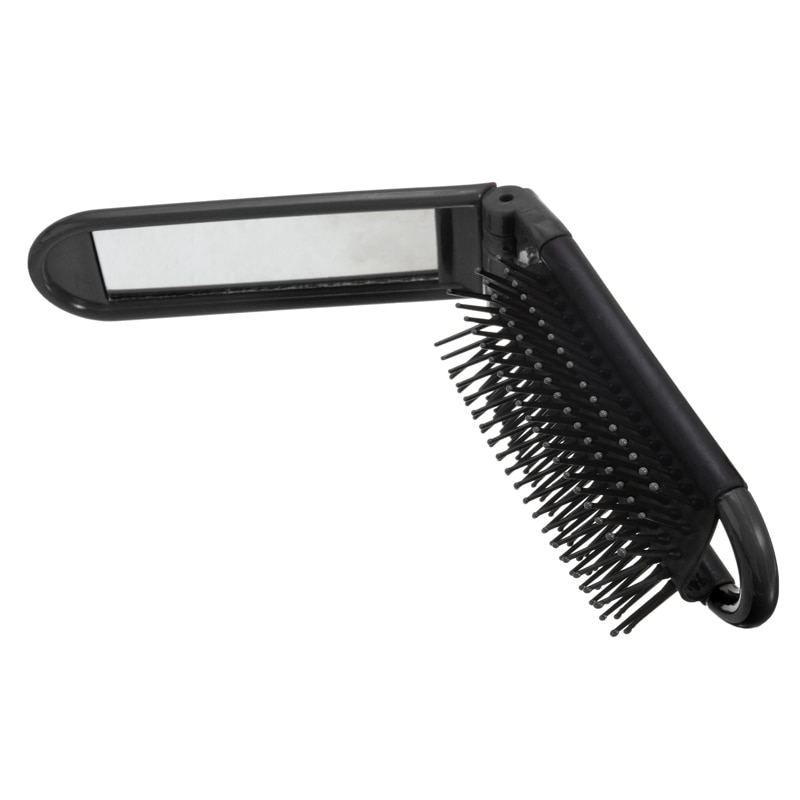 Folding Hair Brush Travel Comb with Mirror