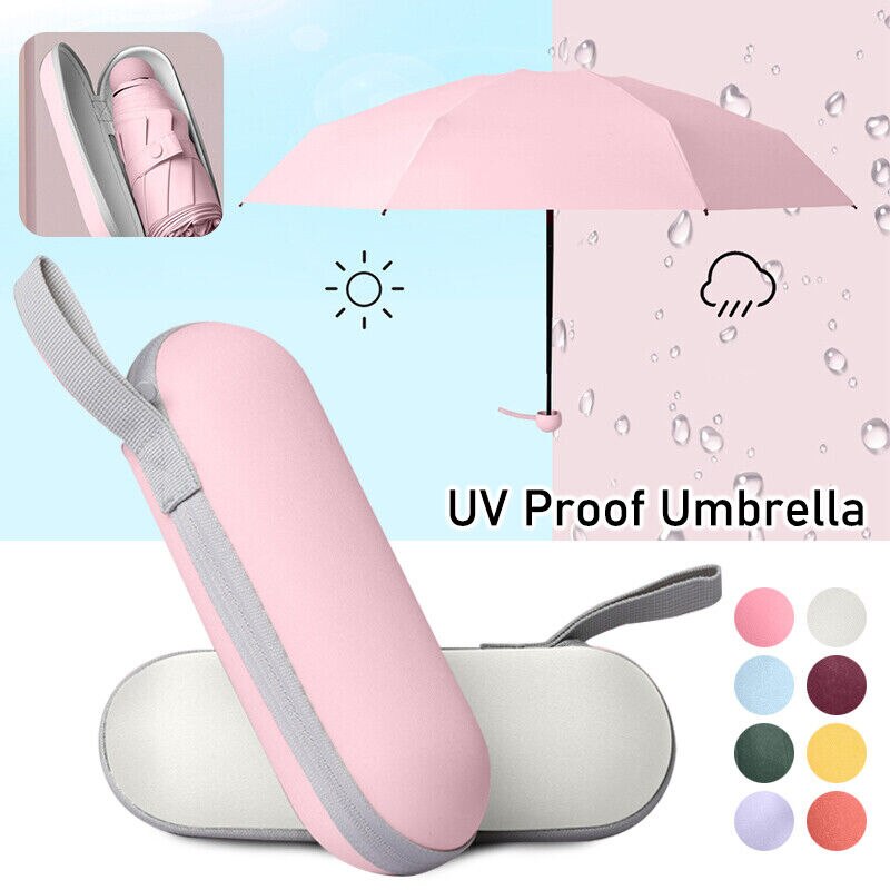 Folding Lightweight Windproof Mini Umbrella Rain Portable Travel Capsule