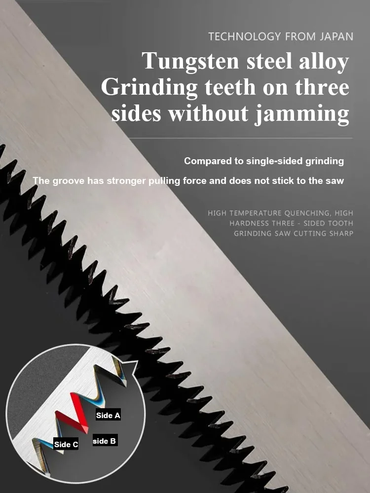 Folding Logging Saw 14inch Manganese Steel for Wood Branches Cutting Tree Trimming Bamboo Pruning Bone 3 Sided Tooth