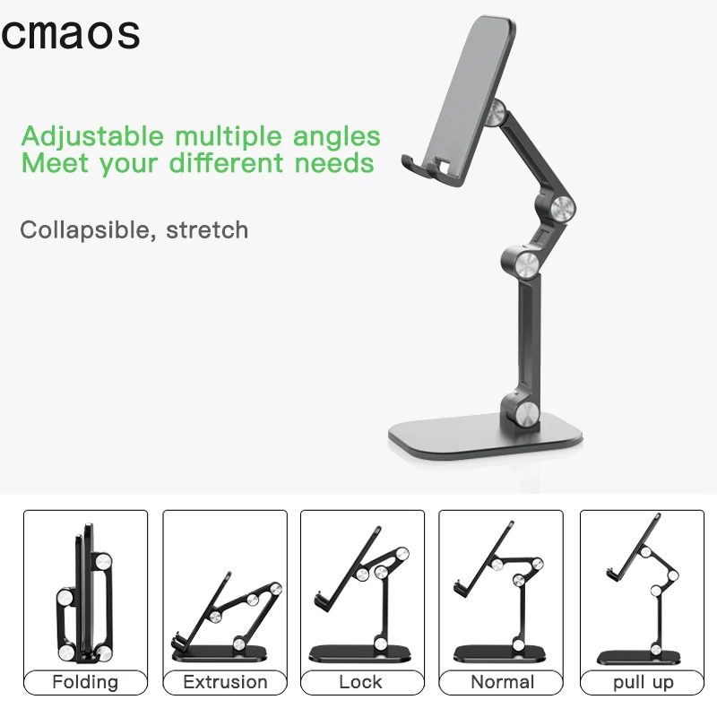 Folding Phone Stand Three Sections Holder Flexible Adjustable for iPad Smartphone Tablets Stand Folding Phone Stand Three Sections Holder Flexible Adjustable for iPad Smartphone Tablets Stand