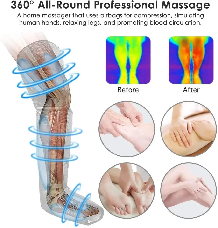 Foot Air Pressure Leg Massager Promotes Blood Circulation, Body Massager, Muscle Relaxation, Lymphatic Drainage Device