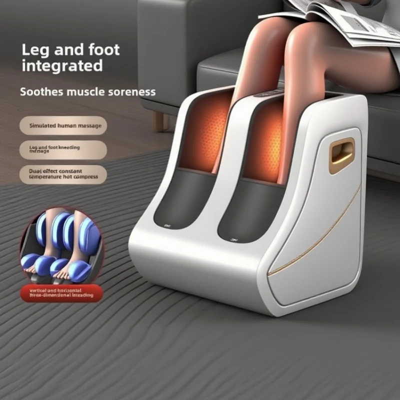 Foot and Calf Massager Heat Plantar Relief Circulation Shiatsu Deep Kneading Compression Adjustable for Women and Men