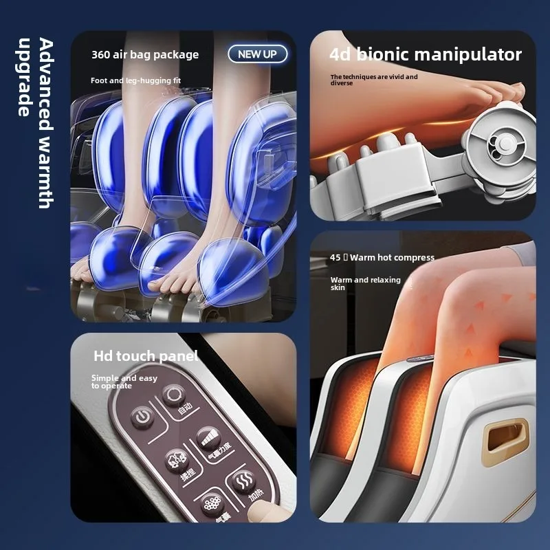 Foot and Calf Massager Heat Plantar Relief Circulation Shiatsu Deep Kneading Compression Adjustable for Women and Men