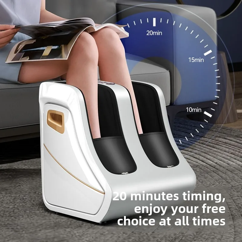 Foot and Calf Massager Heat Plantar Relief Circulation Shiatsu Deep Kneading Compression Adjustable for Women and Men