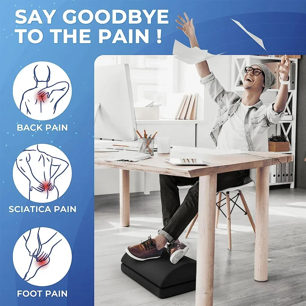 Foot Rest for Under Desk At Work Comfortable Foot Stool with 2 Adjustable Heights for Back & Hip Pain Relief, Office