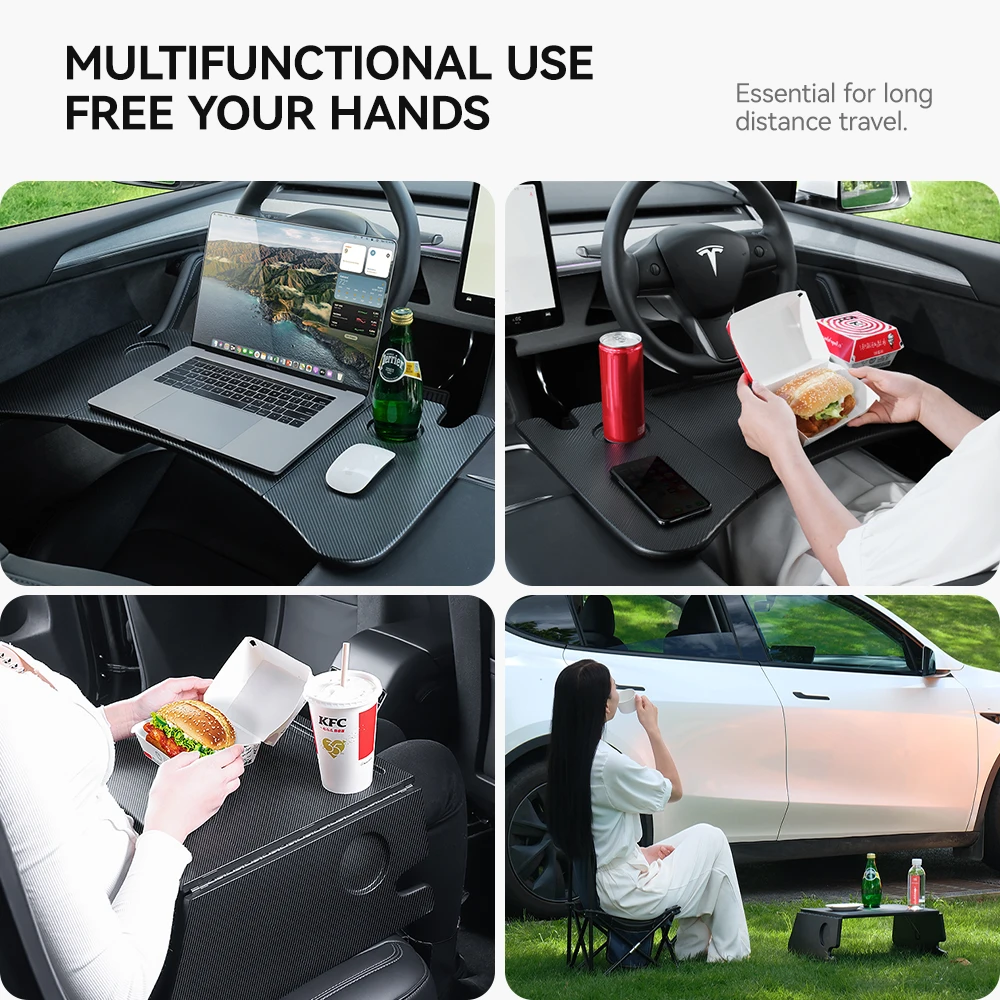 For Tesla Model 3 Highlan Modle Y X S Steering Wheel Laptop Tray Travel Desk Portable Office Table Car Accessories