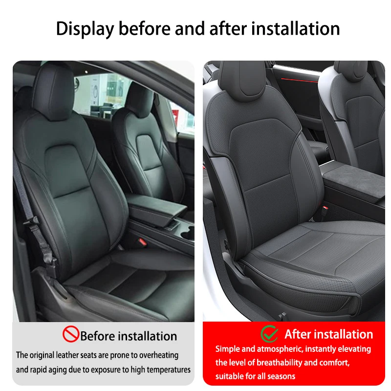 For Tesla ModelY Juniper PU Seat Cushion Ventilation Comfortable, Four Seasons Universal Split Single Sitting Back row