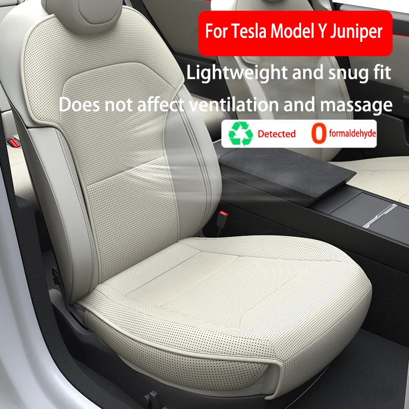 For Tesla ModelY Juniper PU Seat Cushion Ventilation Comfortable, Four Seasons Universal Split Single Sitting Back row