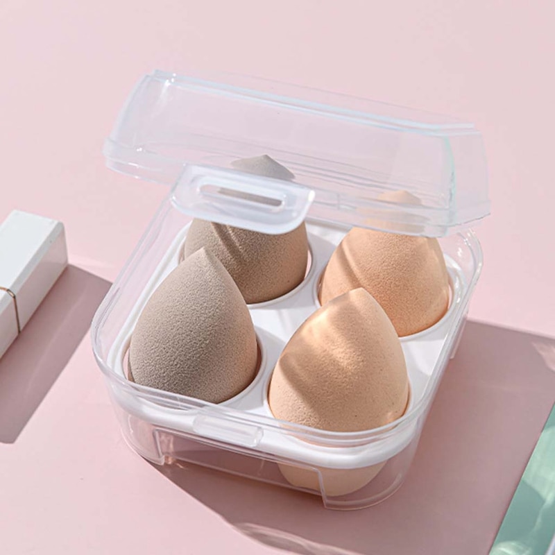 Four Grid Transparent Makeup Sponge Case