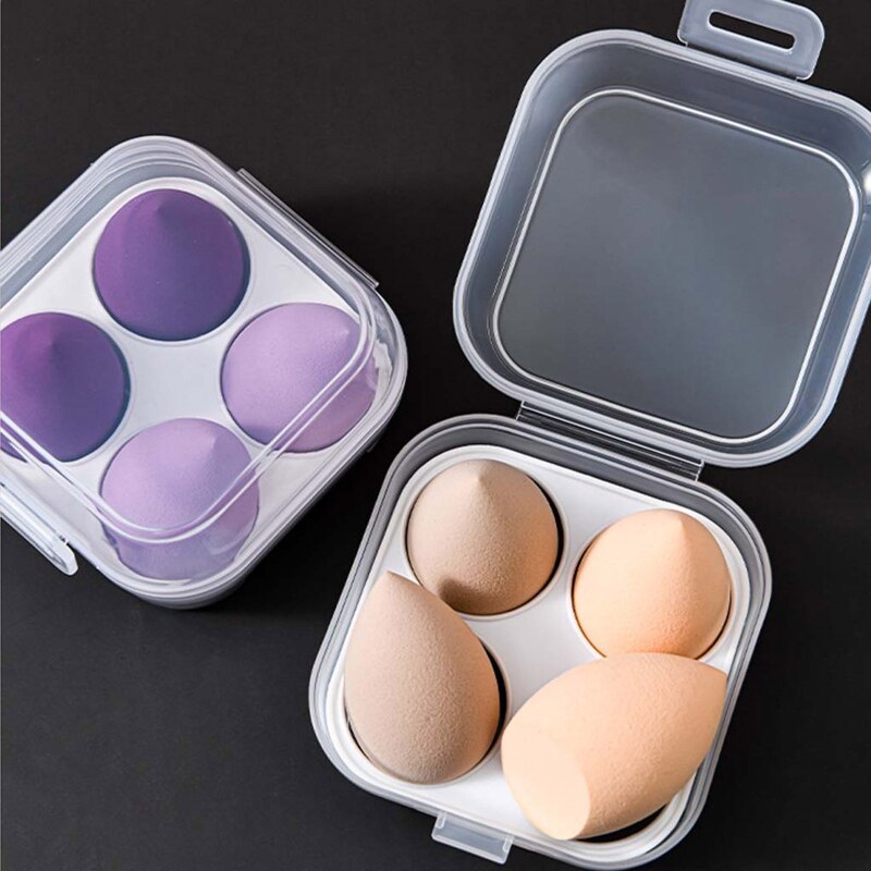 Four Grid Transparent Makeup Sponge Case